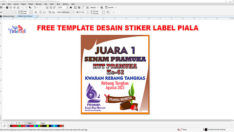 Free Template Desain Stiker Label Piala Lomba HUT Pramuka CDR CorelDraw