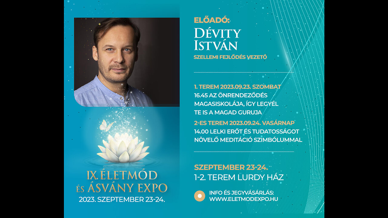 Spirituális tanfolyam 23.9.23 Életmód expo, így légy magad guruja előadás