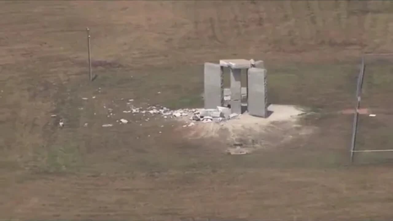 The Georgia Guidestones blown up