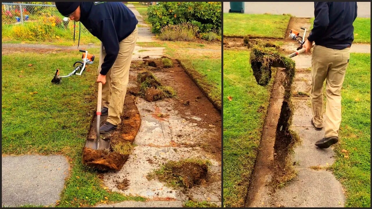 Overgrown SIDEWALK Hasn't Been EDGED In Years | Let's CUT & PEEL