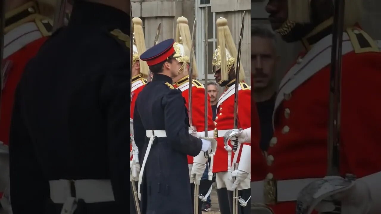 Inspecting the uniforms captain of the kings life guard #horseguardsparade