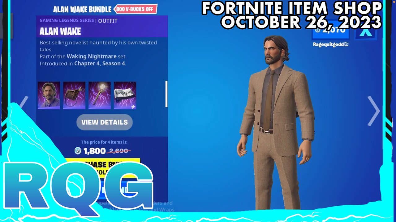 “NEW” ALAN WAKE IS HERE! FORTNITE ITEM SHOP (October 26, 2023)