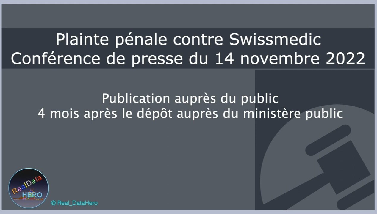 🇨🇭PLAINTE PÉNALE DÉPOSÉE CONTRE SWISSMEDIC POUR HOMICIDE !