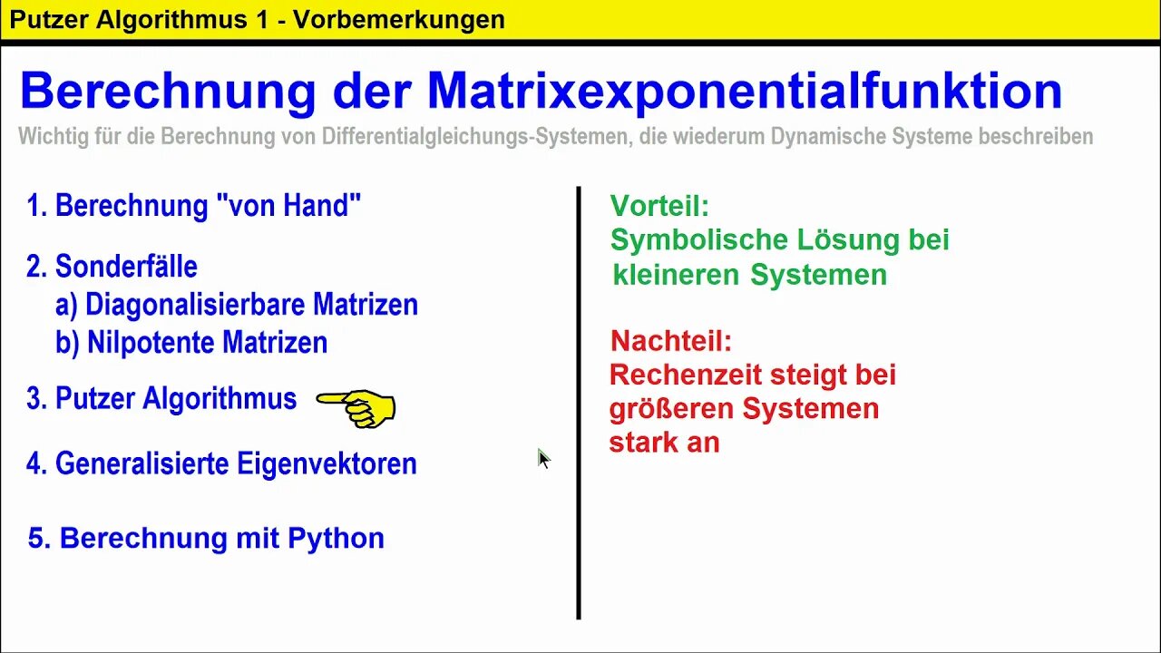 Putzer Algorithmus 1 ► Vorbemerkungen