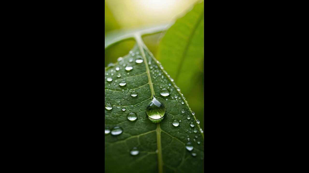 Nature's Beauty: Close-Up of Raindrops on a Leaf