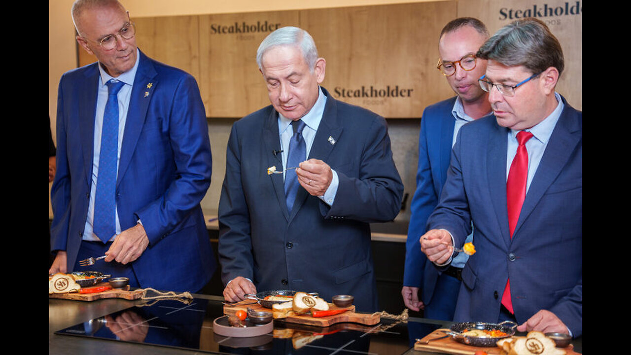 PM of Israel, Mr. Benjamin Netanyahu- EATS FAKE FISH & STEAK!