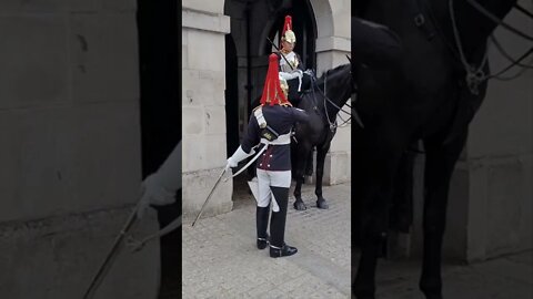 the queen's guard puts away his sword #horseguardsparade