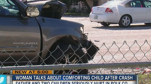 Woman talks about comforting child after crash