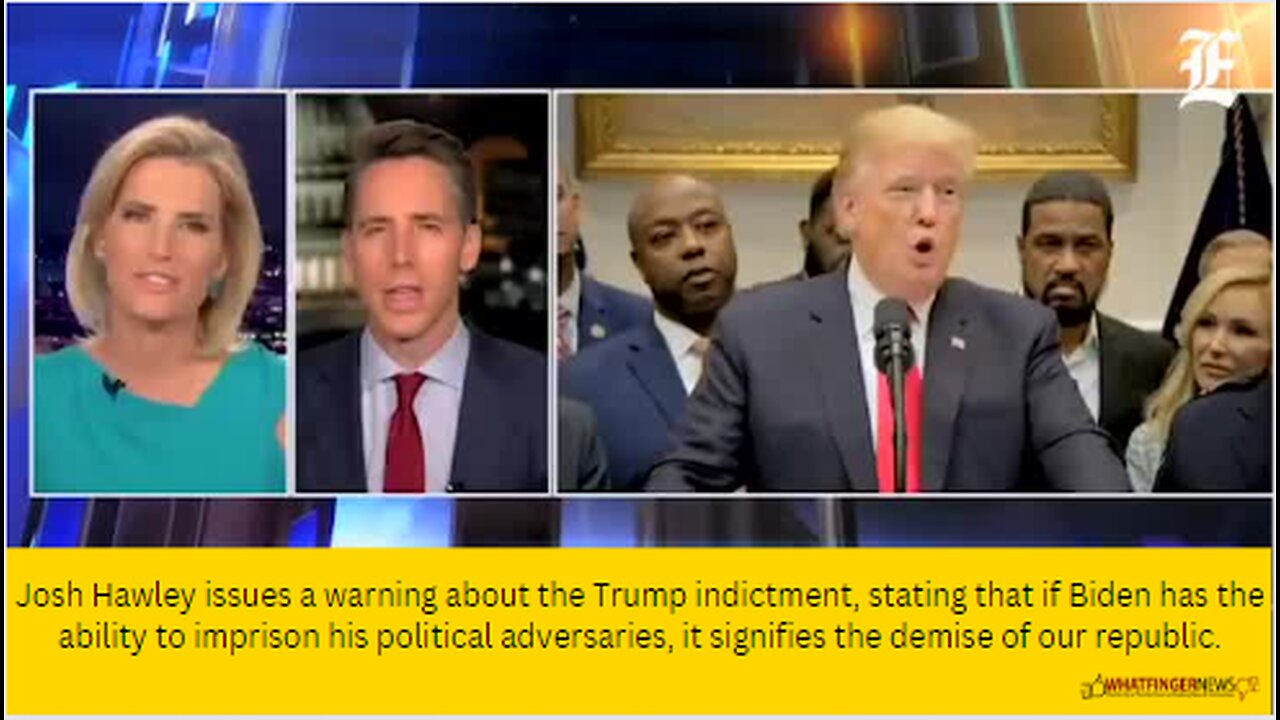 Josh Hawley issues a warning about the Trump indictment, stating that if Biden has the ability