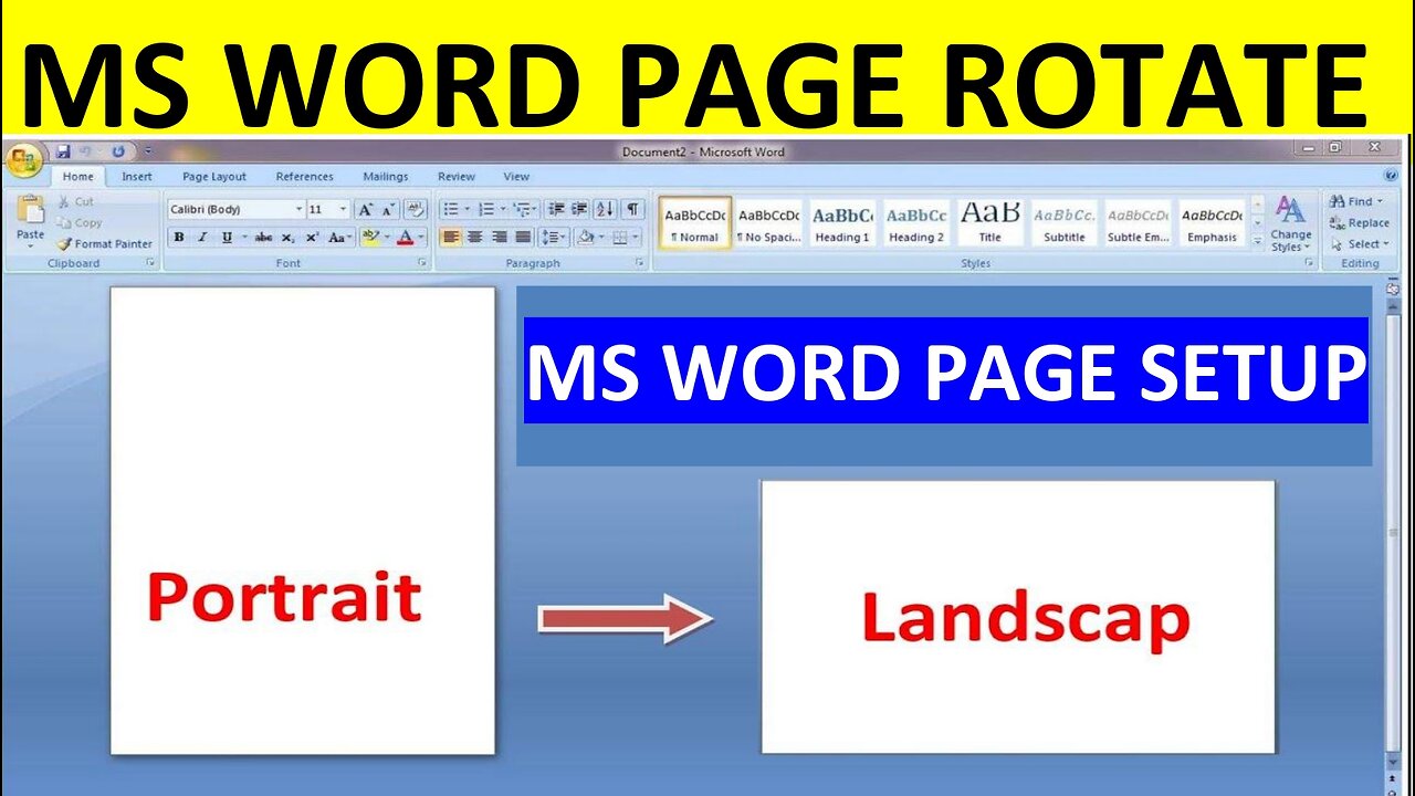 Page Portrait and Landscape in ms word Learn ||MS Word Page Setup || MS Word Page Rotate||