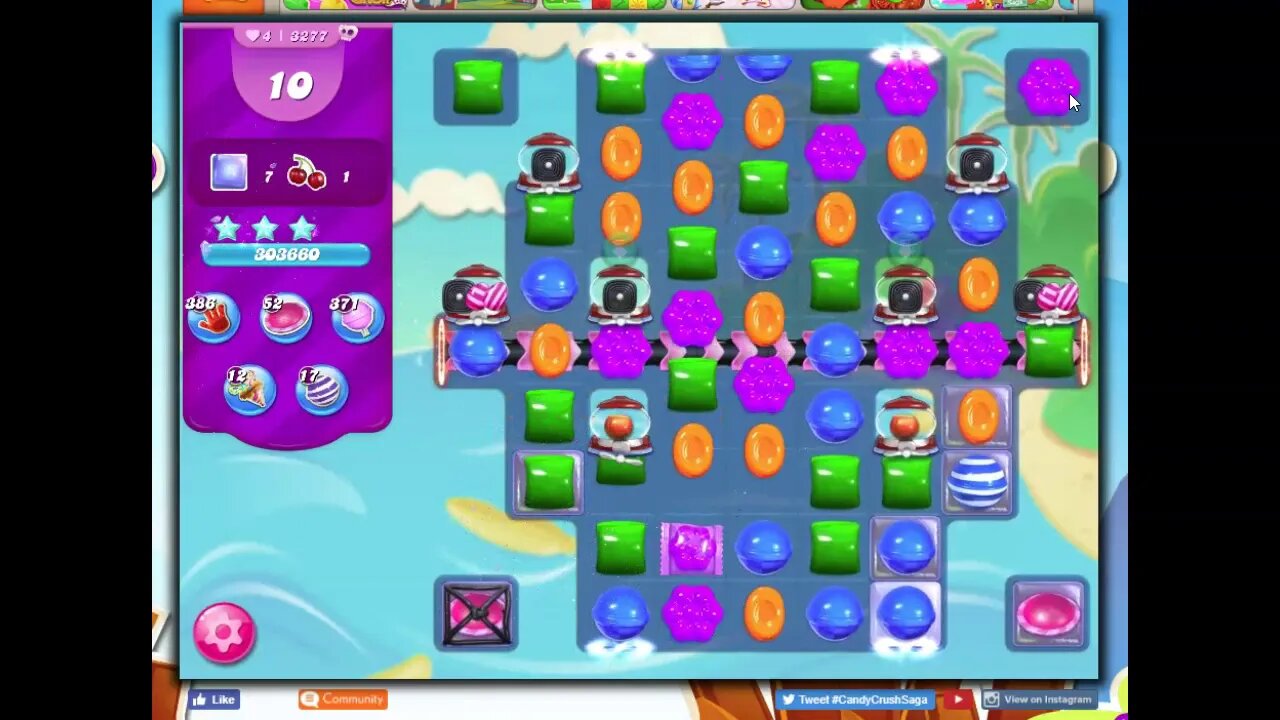 Candy Crush Level 3277 Talkthrough, 18 Moves 2 Hammers