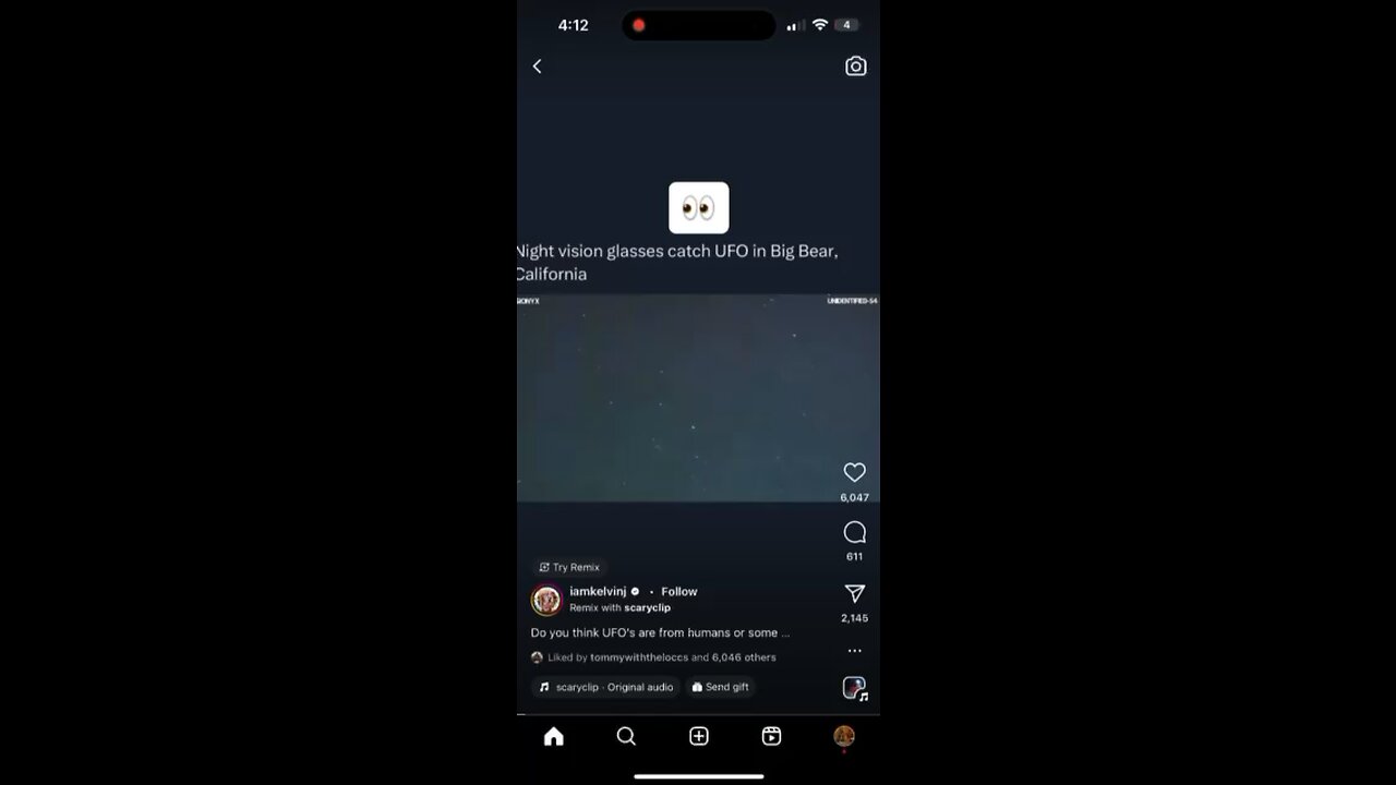 UFO Shines green laser back