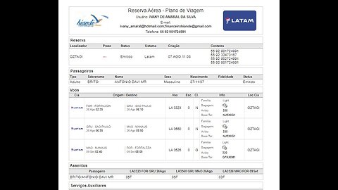 Viagem Fortaleza-Guarulhos-Airbus A320 PR-TYM