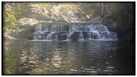 waterfall, spaghetti, and a roadside fire