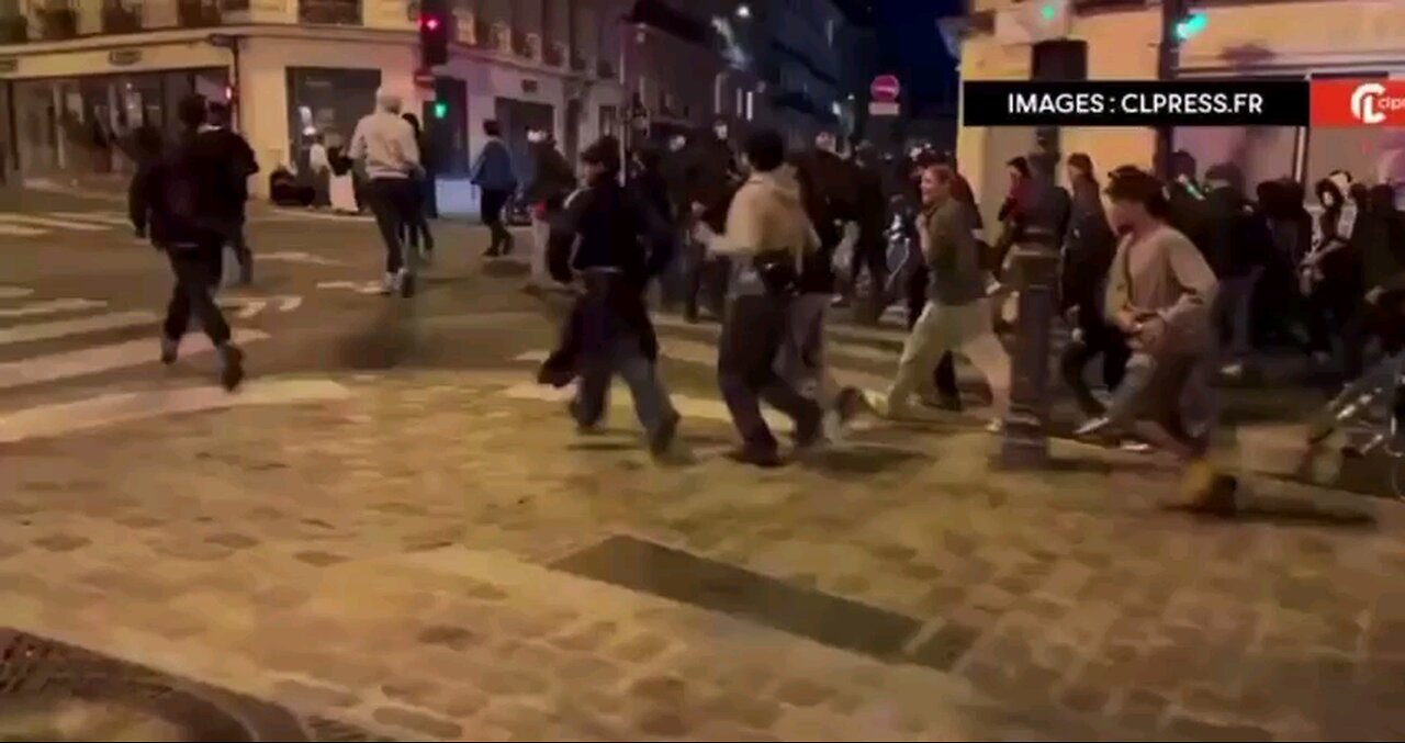 Muslims and communists are attacking police, looting stores and setting fires after Macron lost.