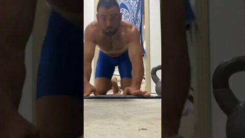 Kettle bell push-ups in the morning