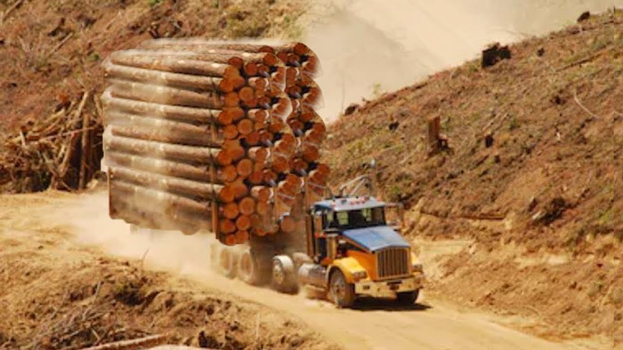 Amazing Logging Truck Driver Skills On Dangerous Road - Most Unbelievable Heavy Truck Passing