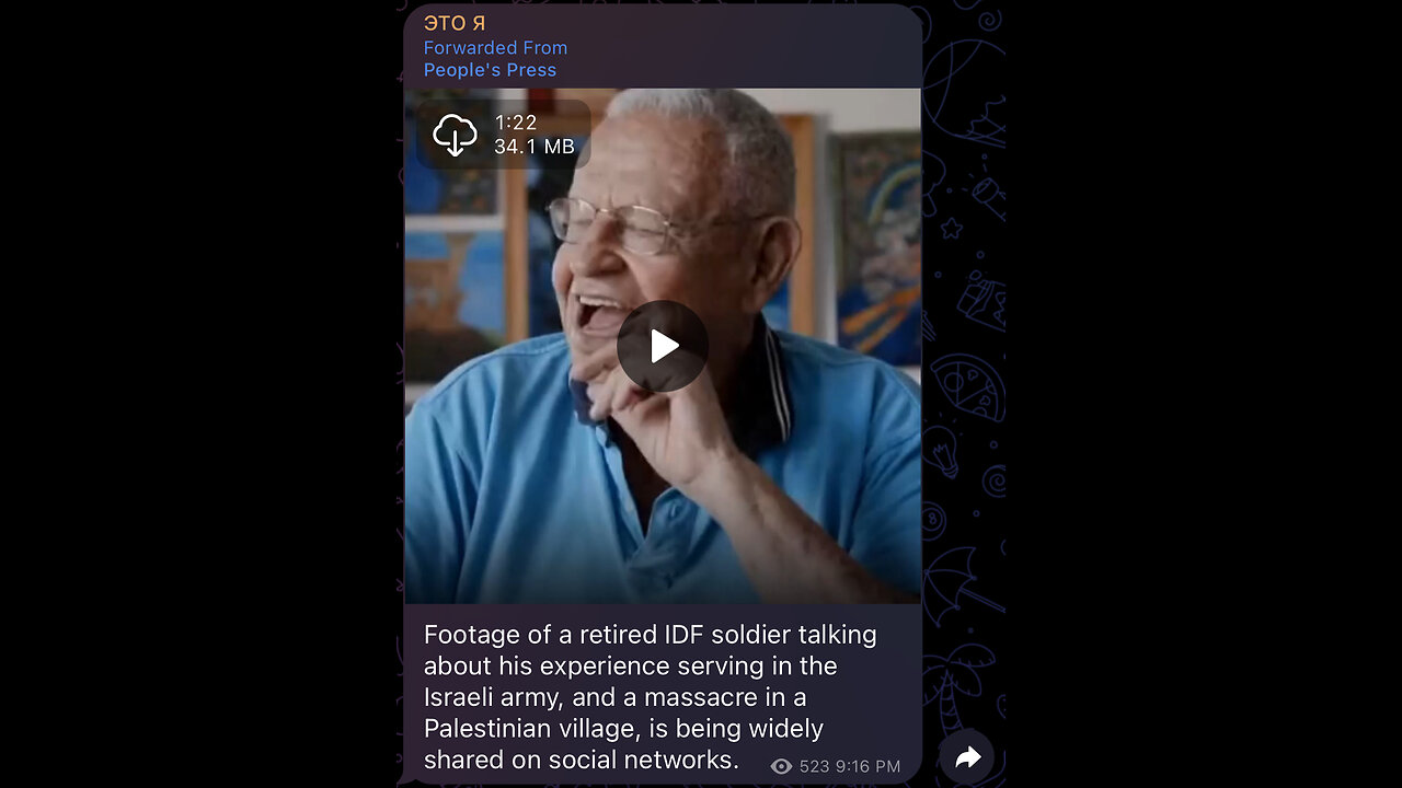 Footage of a retired IDF soldier talking about his experience serving in the Israeli army