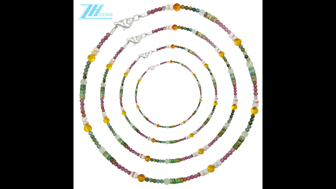 Natural turquoise Green heishi beads and spiny oyster pink shell Lapis lazuli Milky Blue