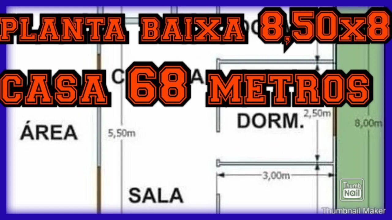 planta baixa 8,50x8 (68metros quadrados)