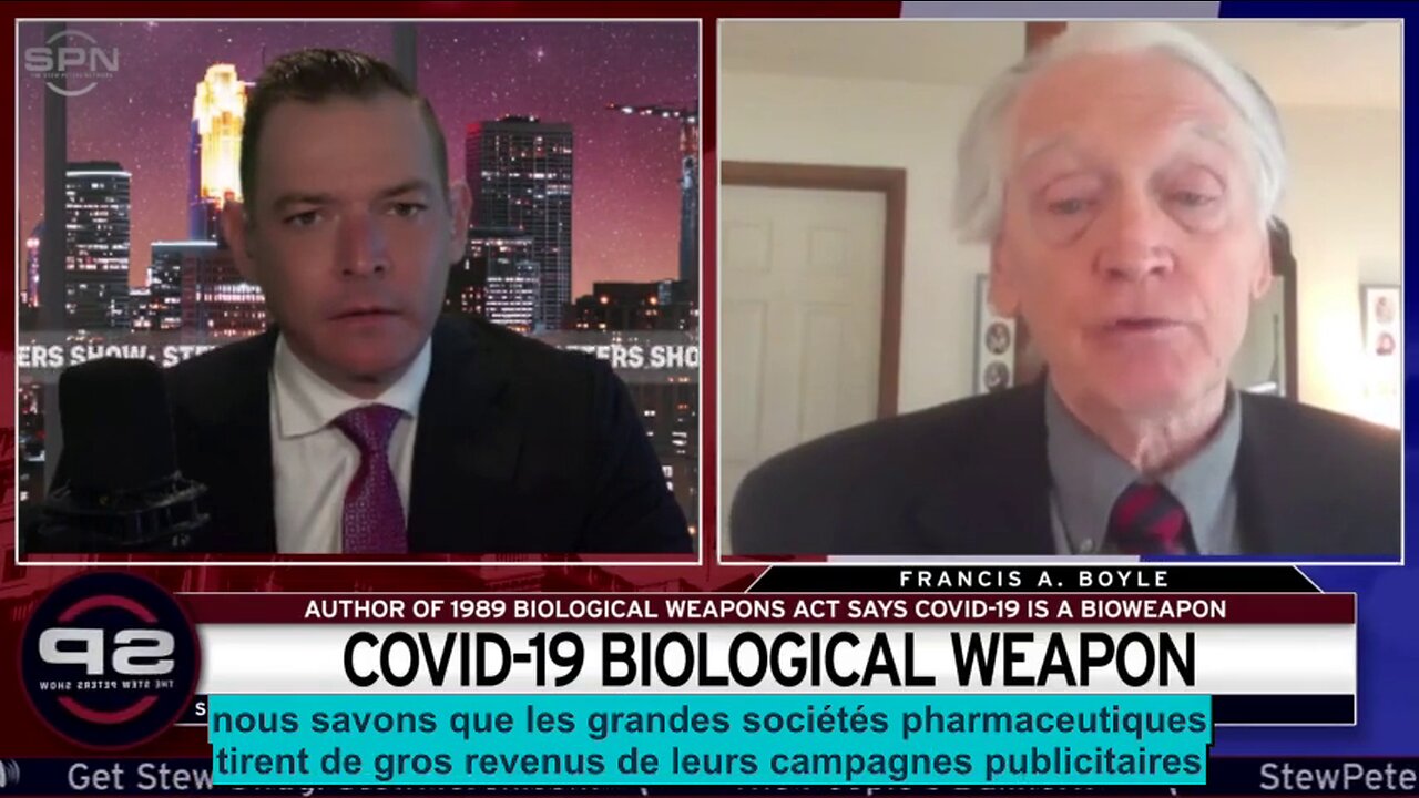 Francis BOYLE , Défenseur des Droits de l'Homme interviewé par Stew PETERS: La Covid-19 est une Arme Biologique. | Sous-Titrages VF Sabine FAURE | HEALTH NEWS TRANSLATION