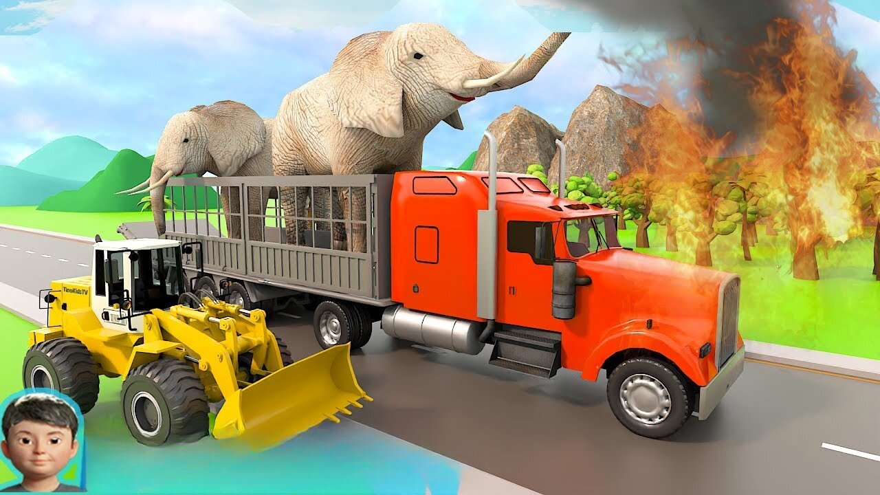 Animal_Rescue_Trucks_for_Kids_|_Elephant_Zoo_Construction