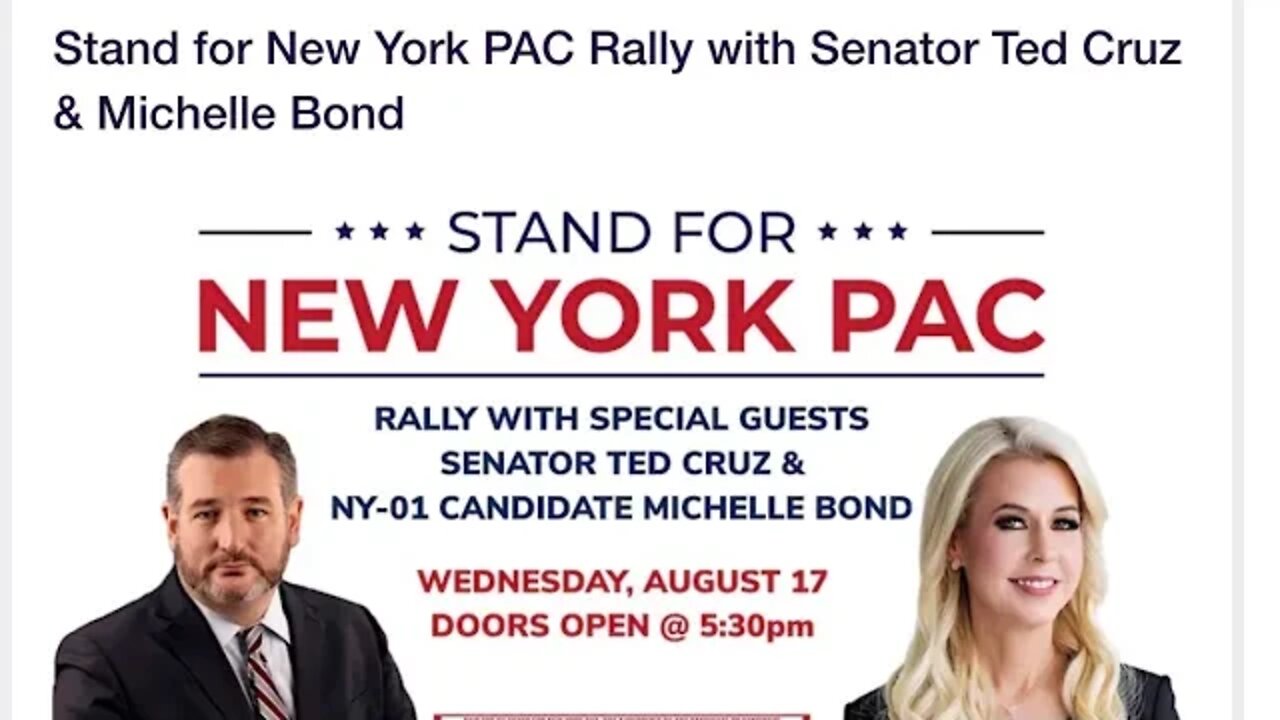 (Live after event) Stand for New York PAC Rally with Senator Ted Cruz & Michelle Bond 🇺🇸