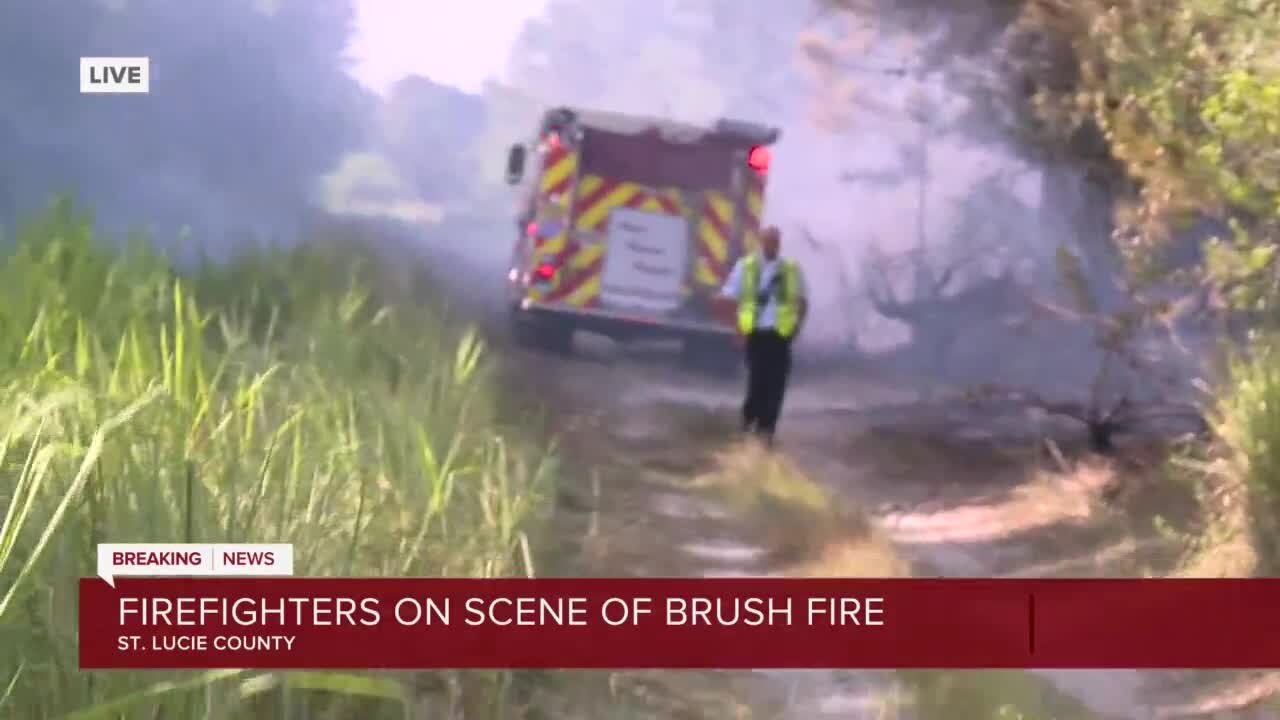 Firefighters on scene of brush fire in St. Lucie County