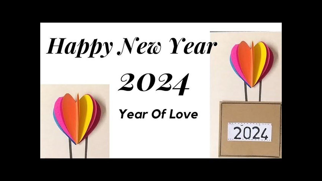 Happy New year card 2024 / New yeargreeting card handmade / DIY New yearcard 2024