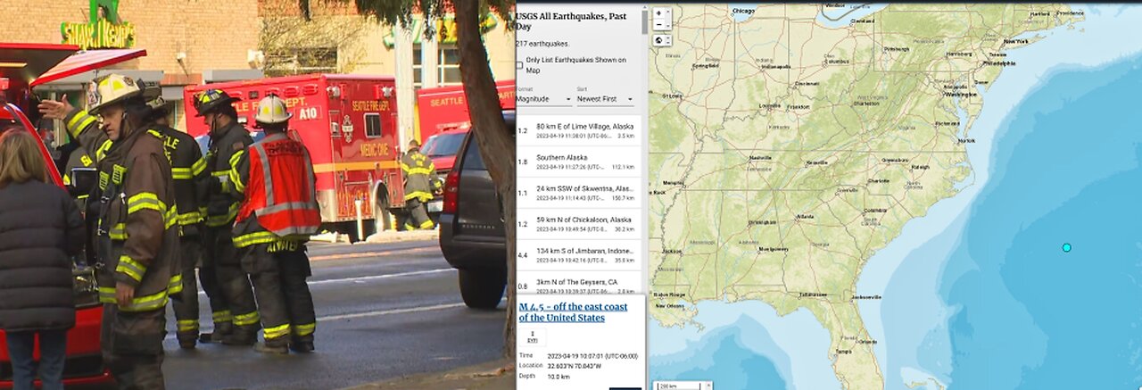 EXPLOSION(S) REPORTED IN SEATTLE-BOMB FOUND?*MYSTERIOUS QUAKE OFF EAST COAST?*GLOBAL RICE SHORTAGE*