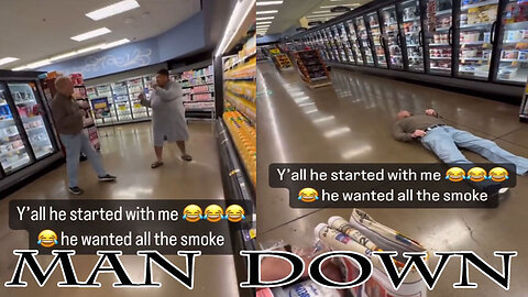 Man Gets Knock Down By A Woman in The Grocery Store