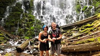 Tent Camping With My Daughter By A Waterfall