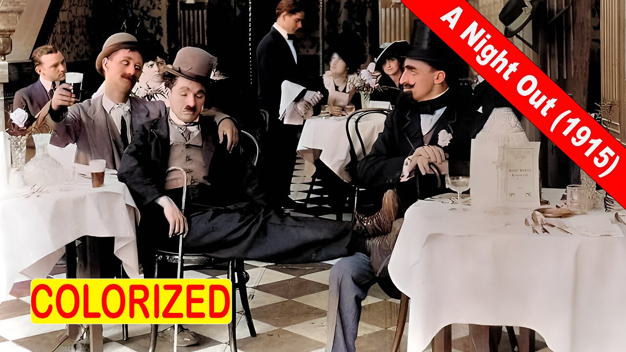 A Night Out (1915) | Charlie's Drunken Daze | Charlie się bawi | Viharos éjszaka | Colorized Movie