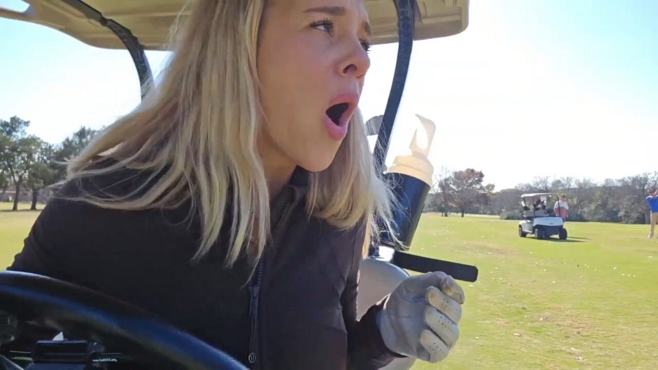 Gabbie Carter Gets Hit By a Golf Ball