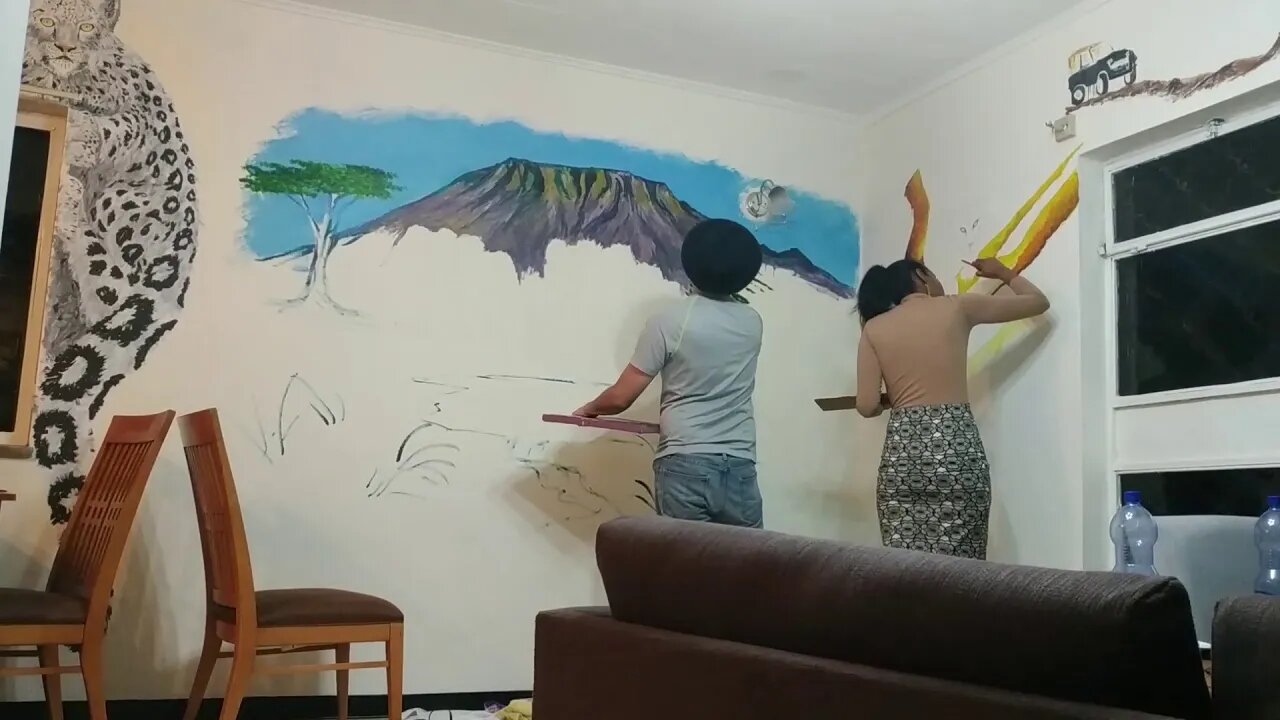 Time Lapse Wall Mural | Elephants | Serval | Caracal | Leopard