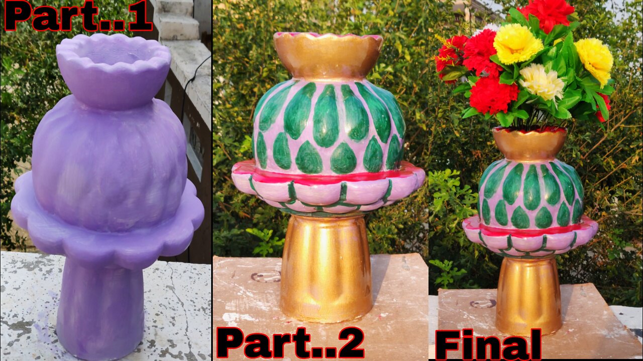 Make a flower pot from cement || make a flower pot from gypsum