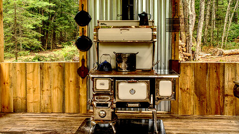 Installing a Wood Cookstove in the Outdoor Kitchen at my Off Grid Log Cabin