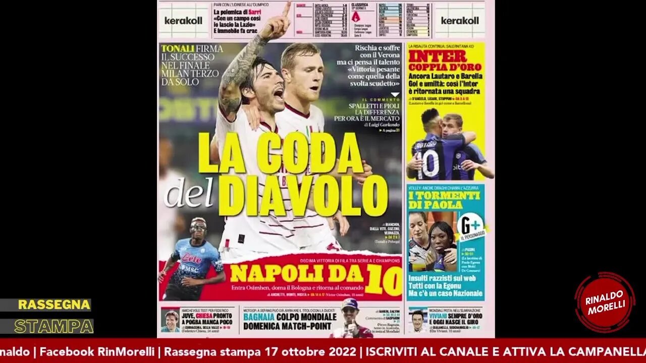 Napoli chiama, Milan e Inter rispondono, la Serie A si accende. Rassegna Stampa ep.152 | 17.10.22