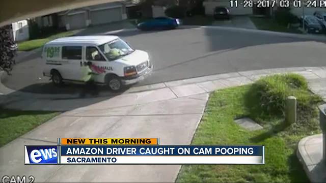 Amazon delivery driver poops in street, caught on camera