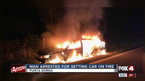 Man arrested for allegedly setting car on fire