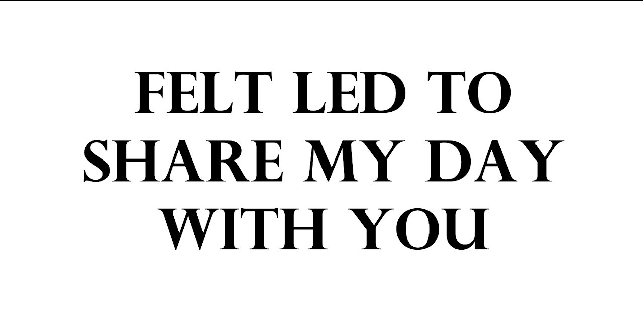 Felt led to share my day with you.