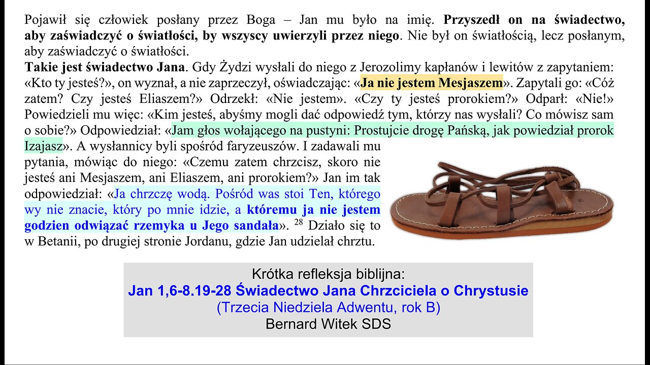 Jan 1,6-8.19-28 Świadectwo Jana Chrzciciela o Chrystusie