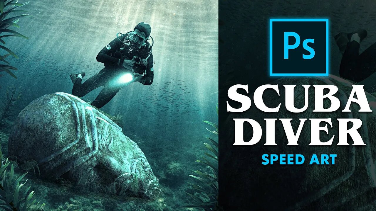 Creating a Scuba Diver Scene in Photoshop | Photo Manipulation Speed Art