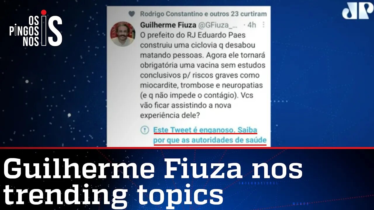 Twitter censura postagem de Guilherme Fiuza