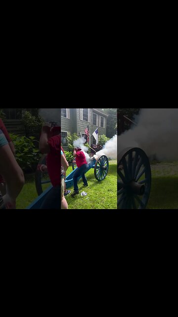 Edith firing a cannon
