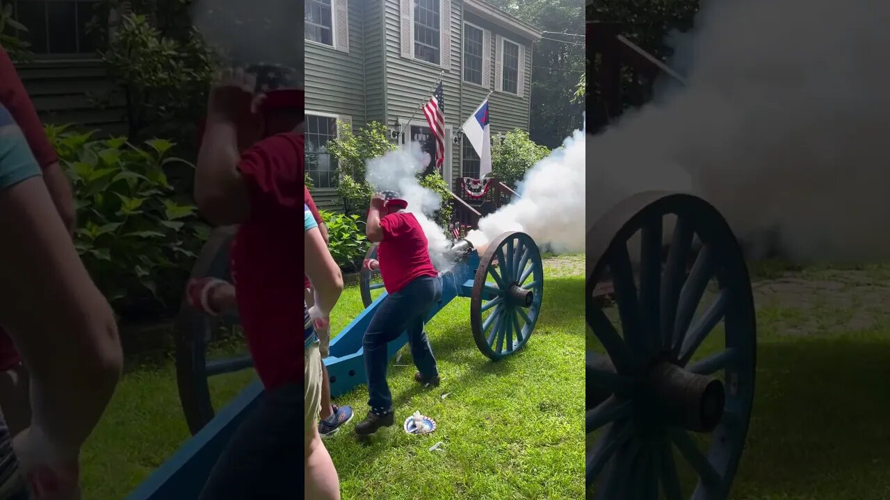 Edith firing a cannon