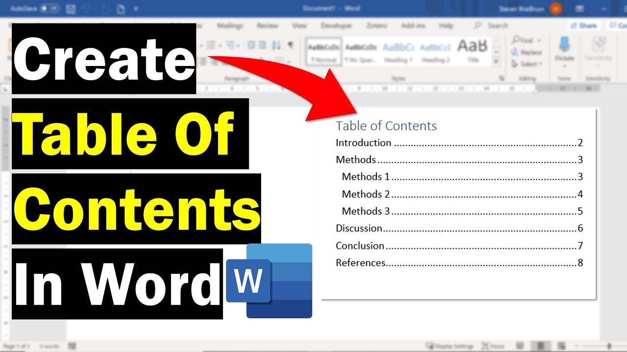 Tutorial - how to make table of contents in microsoft word