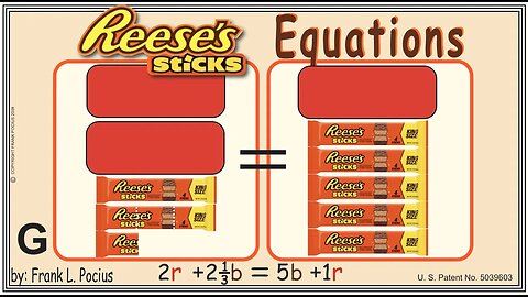 VISUAL REESES STICKS 2r+2.34b=5b+1r EQUATION _ SOLVING EQUATIONS _ SOLVING WORD PROBLEMS