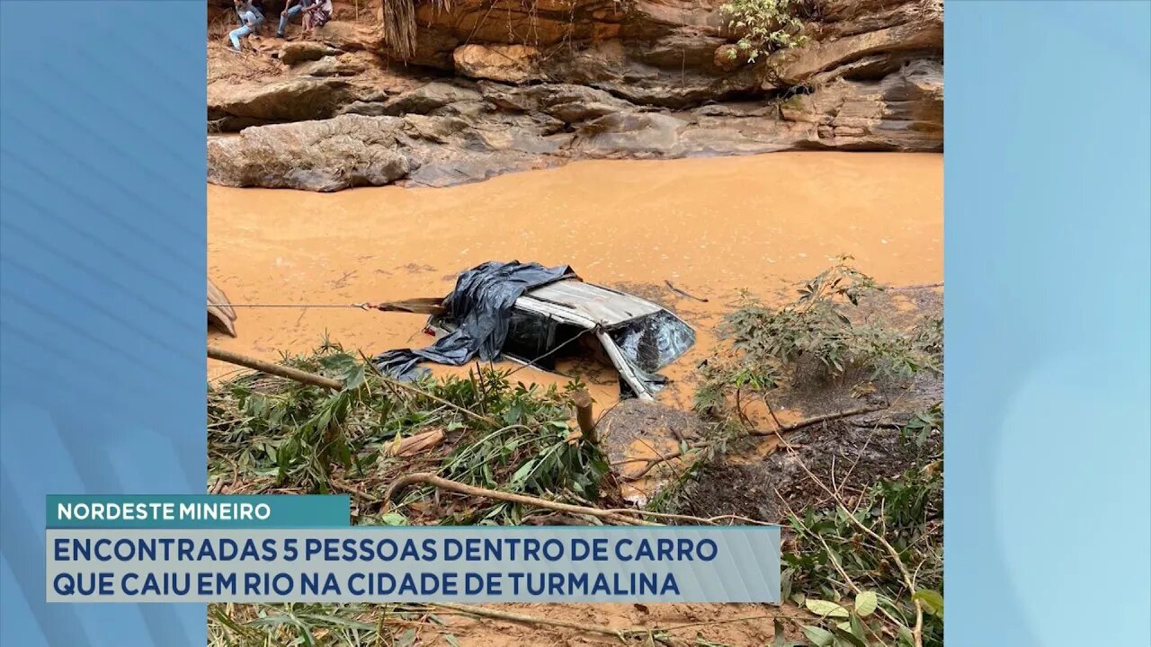 Nordeste Mineiro: Encontradas 5 pessoas dentro de Carro que caiu em Rio na Cidade De Turmalina.
