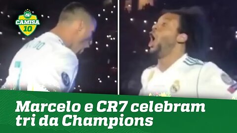 Parças! OLHA como Marcelo e CR7 celebraram tri da Champions